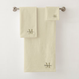 Conjunto De Toalhas Dourado no Dourado Inicial e Nome Personalizado