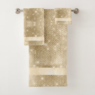 Conjunto De Toalhas Dourado padrão brilhante e brilho ID671