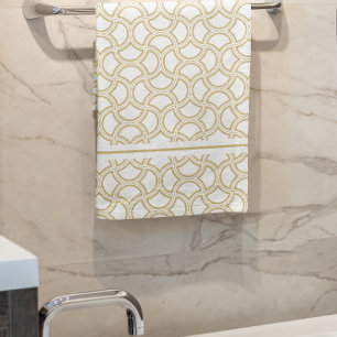 Conjunto De Toalhas Dourado padrão de arte deco em branco
