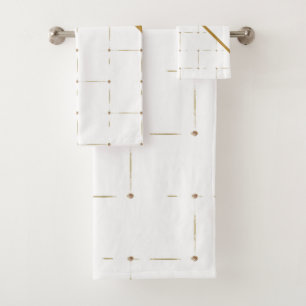 CONJUNTO DE TOALHAS DOURADO PAINEL BRANCO PADRÃO BANHEIRO DEFINIDO