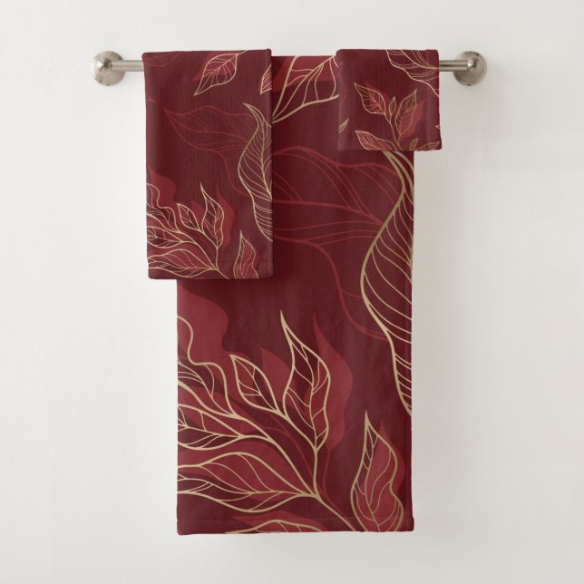 Conjunto De Toalhas Dourado Red Floral (Insitu)