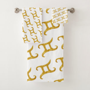 Conjunto De Toalhas Dourado sinal de astrologia Gemini