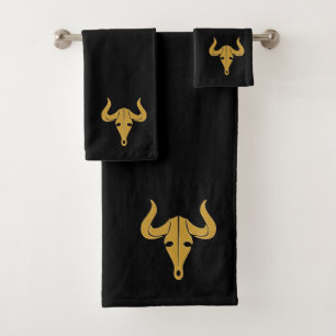 Conjunto De Toalhas Dourado touro com chifres longos