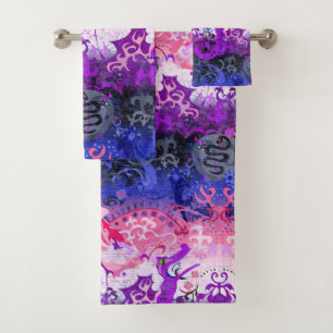Conjunto De Toalhas Dragão do Genderfluido Damask - Bandeira do Orgul