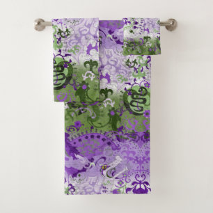 Conjunto De Toalhas Dragão do Genderqueer Damask - Sinalizador do Orgu