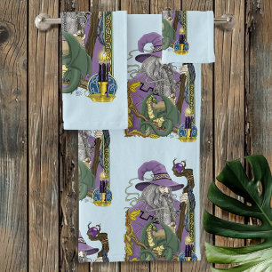 Conjunto De Toalhas Dragão Mágico Celta Fantasia Roxo