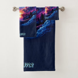 Conjunto De Toalhas Dragão Silhuetado contra um Sunset Vibrante