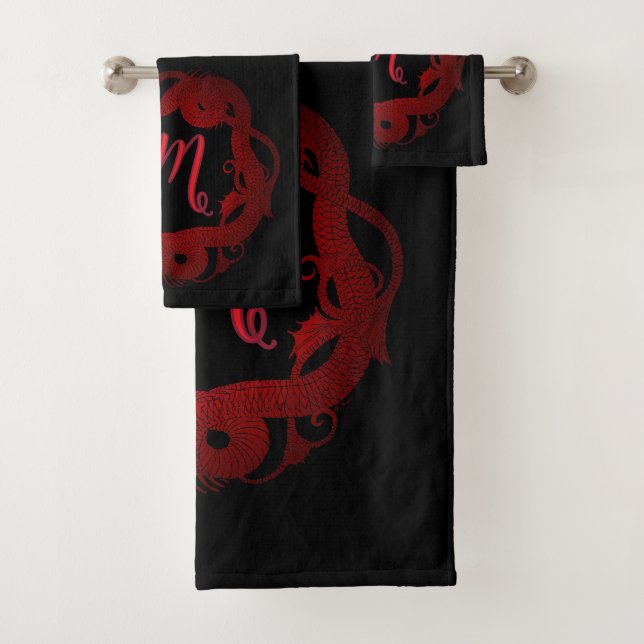 Conjunto De Toalhas Dragão Vermelho Personalizado  (Insitu)