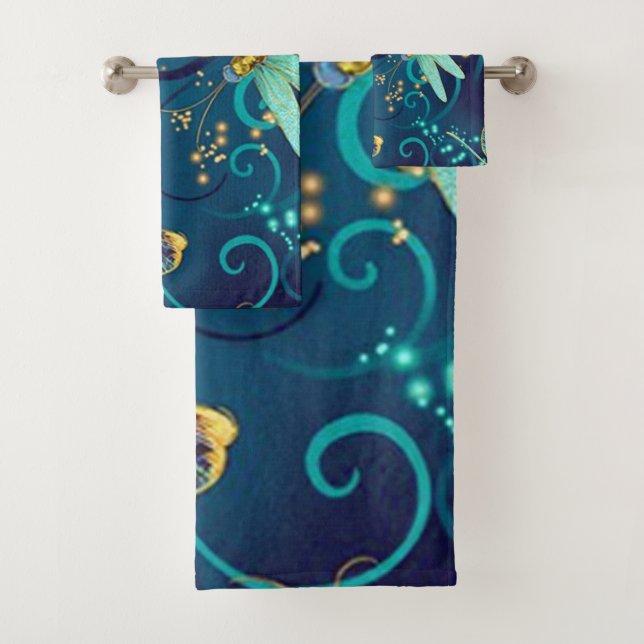 Conjunto De Toalhas Dragonflies Teal (Insitu)