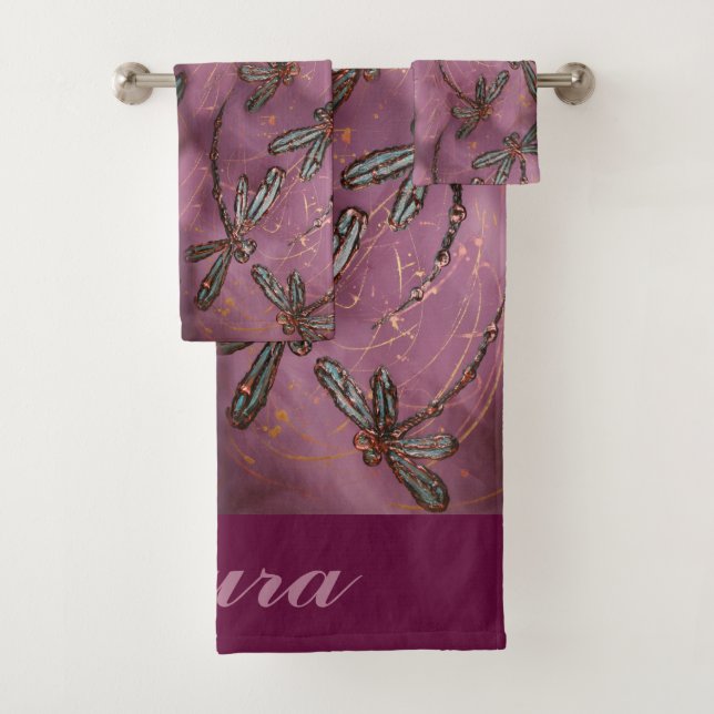 Conjunto De Toalhas Dragonfly Flit Dusky Rosa (Insitu)