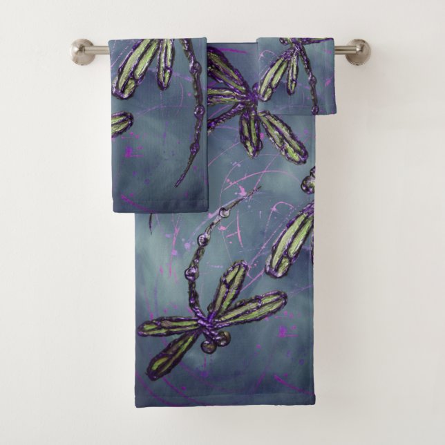 Conjunto De Toalhas Dragonfly Purple Night Fliting (Insitu)