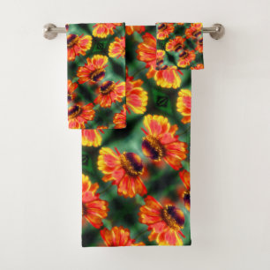 Conjunto De Toalhas Dreamy Zinnia Flower Pattern