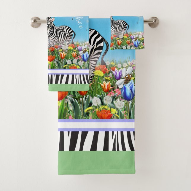 Conjunto De Toalhas Duas zebras bonitos que andam junto verão (Insitu)