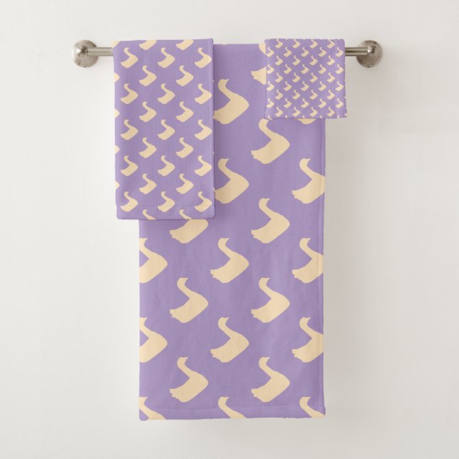Conjunto De Toalhas Ducky Duck Diagonal Lilac   (Insitu)