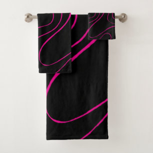 Conjunto De Toalhas Ebb e Fluxo 2 - Magenta e Preto