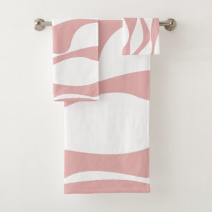 Conjunto De Toalhas Ebb e Fluxo 4 - Rosa e Branco