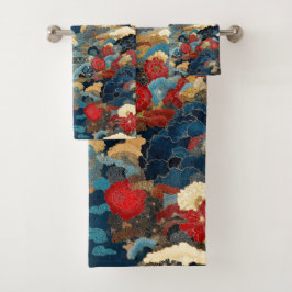 Conjunto De Toalhas Ecos da Arte de Banheiro do Japão