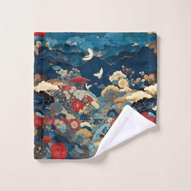 Conjunto De Toalhas Ecos da Arte de Banheiro do Japão (Pano de lavar)