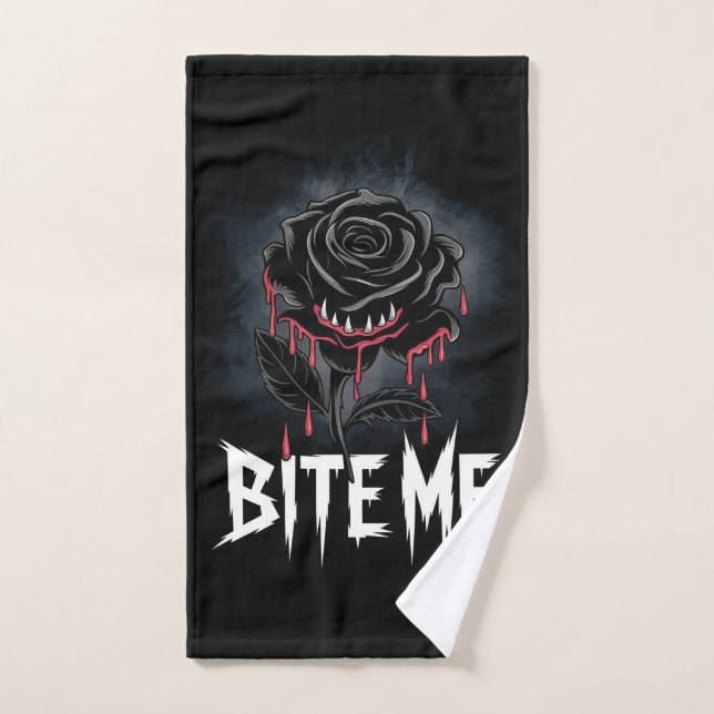 Conjunto De Toalhas Edgy 'Bite Me' Gótico Rosa (Toalha de mão)