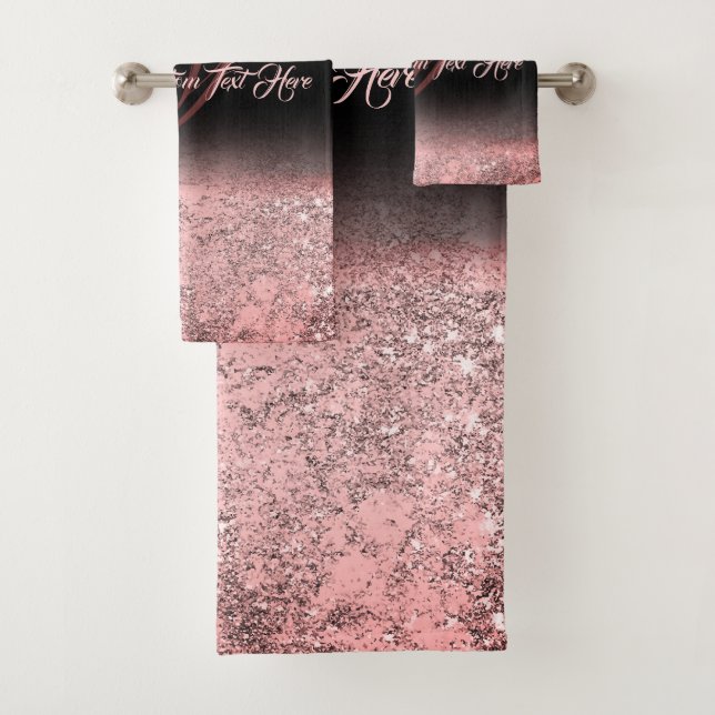 Conjunto De Toalhas Efeito brilho impresso rosa Brilho Glam (Insitu)