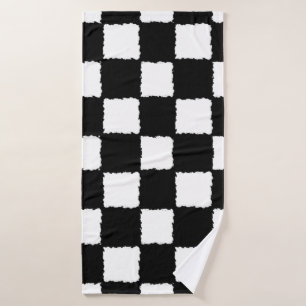 Conjunto De Toalhas Efeito Checkered preto e branco do Splatter