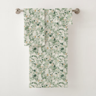 Conjunto De Toalhas Efeito Terrazzo Verde Sage