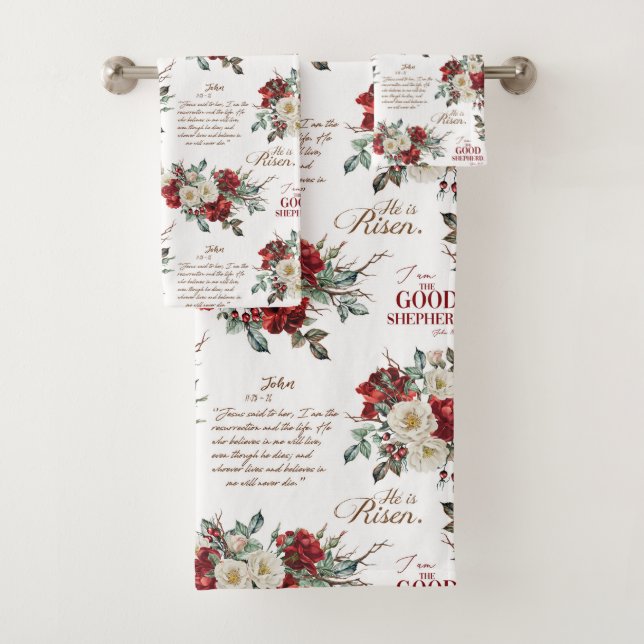 Conjunto De Toalhas Ele é Risen O Bom Pastor Livro de John (Insitu)
