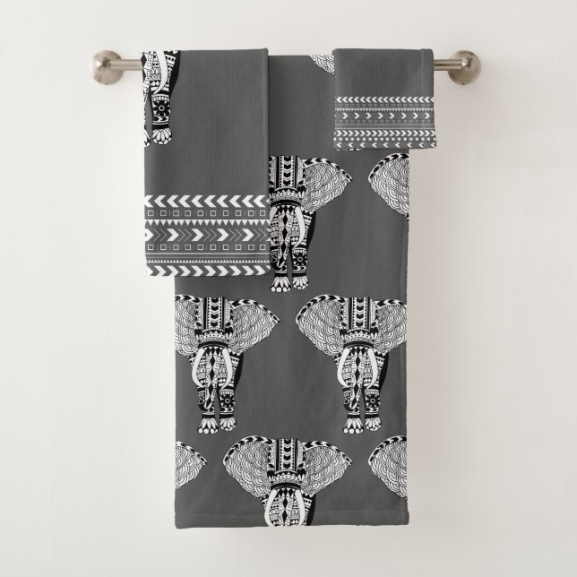 Conjunto De Toalhas Elefante boémio tribal na moda (Insitu)