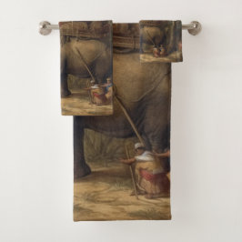 Conjunto De Toalhas Elefante de cena botânica com howdah também