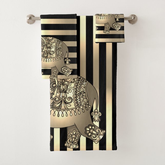 Conjunto De Toalhas Elefante Dourado Chic elegante (Insitu)