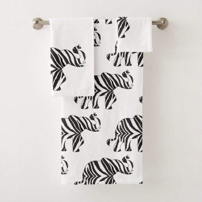 Conjunto De Toalhas Elefante em Impressão Zebra (Insitu)