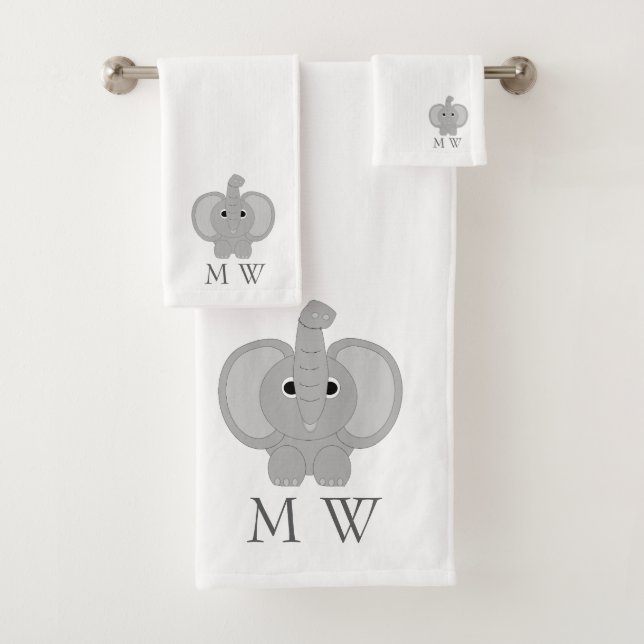 Conjunto De Toalhas Elefante Monograma (Insitu)