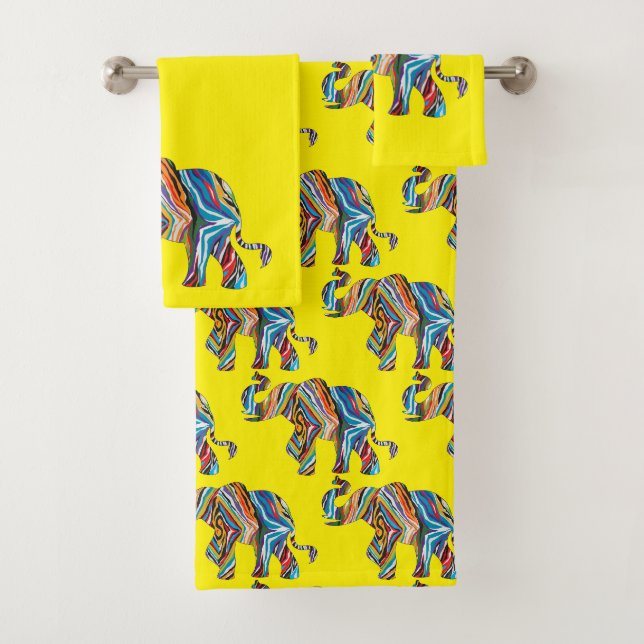 Conjunto De Toalhas Elefante no padrão psicodélico de zebra (Insitu)