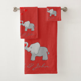 Conjunto De Toalhas Elefantes de desenho animado fofos apaixonados - P