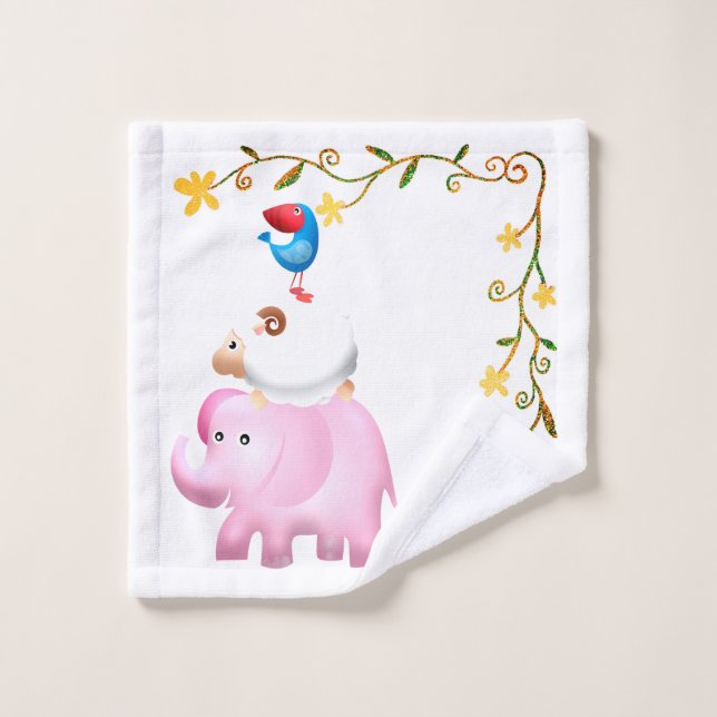 Conjunto De Toalhas Elefantes, Torre de Ovinos e Pássaros (Pano de lavar)