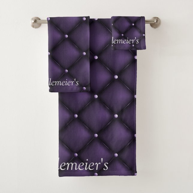 Conjunto De Toalhas Elegância do Diamante Preto e Roxo Escuro (Insitu)