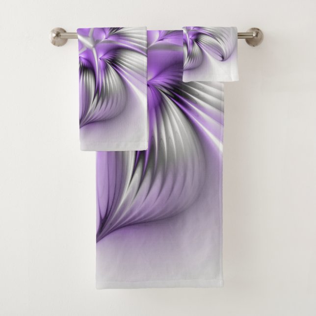 Conjunto De Toalhas Elegância Floral Moderna Abstrato Violet Art (Insitu)
