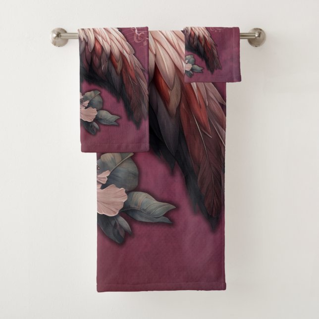 Conjunto De Toalhas elegância tropical, o flamingo na luz. (Insitu)