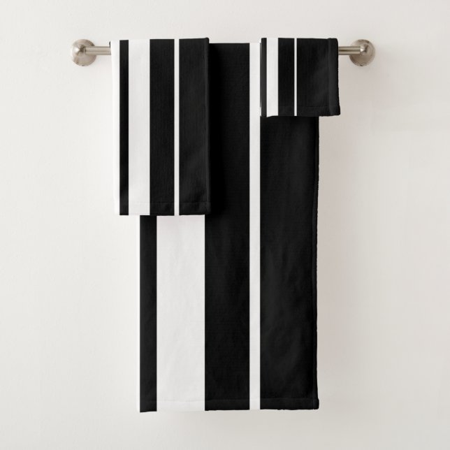 Conjunto De Toalhas Elegant Black &White Stripes Pattern  (Insitu)