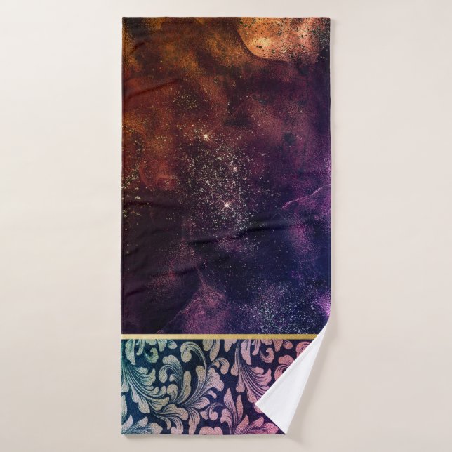 Conjunto De Toalhas Elegant Chic Old Gold Swirls Lines Galaxy (Toalha de Banho)