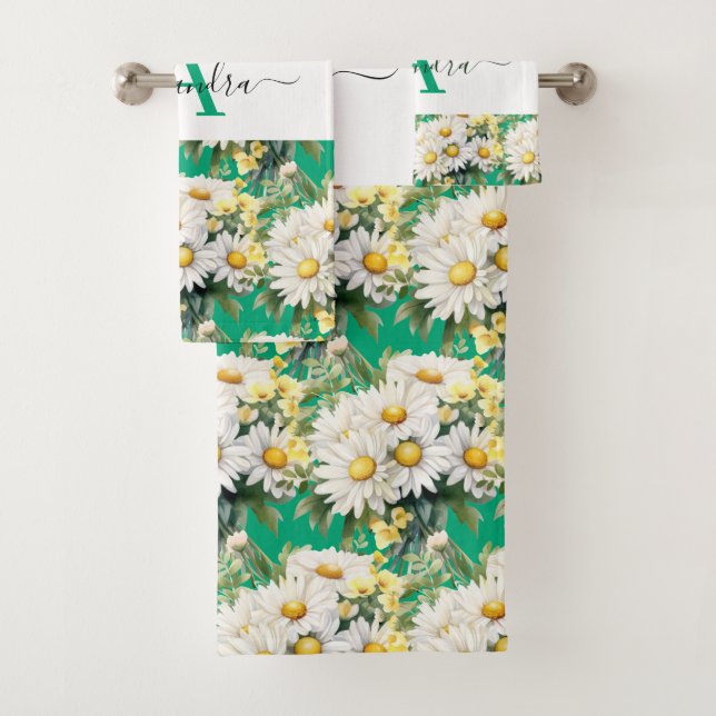 Conjunto De Toalhas Elegant Daisies Daisy Floral Towel Set (Insitu)