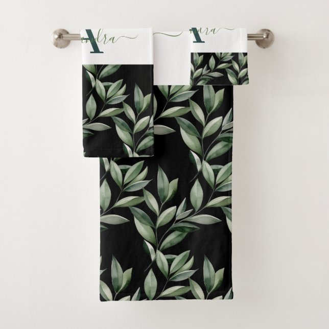 Conjunto De Toalhas Elegant Eucalyptus Greenery Botanical Towel Set (Insitu)