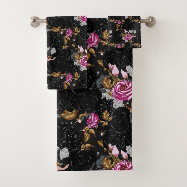 Conjunto De Toalhas Elegant floral pattern bath towel set (Insitu)