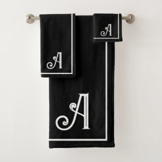 Conjunto De Toalhas Elegant Modern Black &white Monogram  