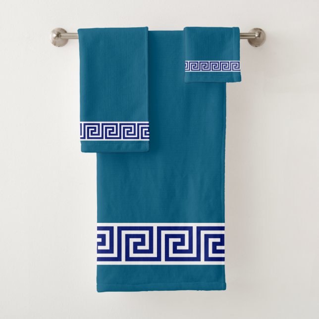Conjunto De Toalhas Elegant Ocean Blue & White Bath Towel Set (Insitu)