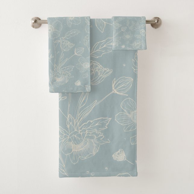 Conjunto De Toalhas Elegant Sage Green Floral  (Insitu)