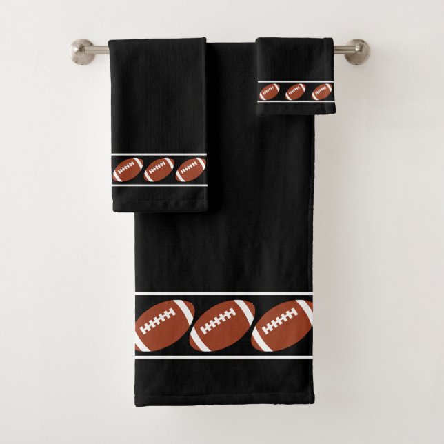 Conjunto De Toalhas Elegant, Stylish American Football Icons on Black (Insitu)