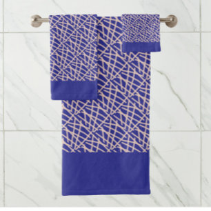 Conjunto De Toalhas Elegante Abstrato Azul Profundo