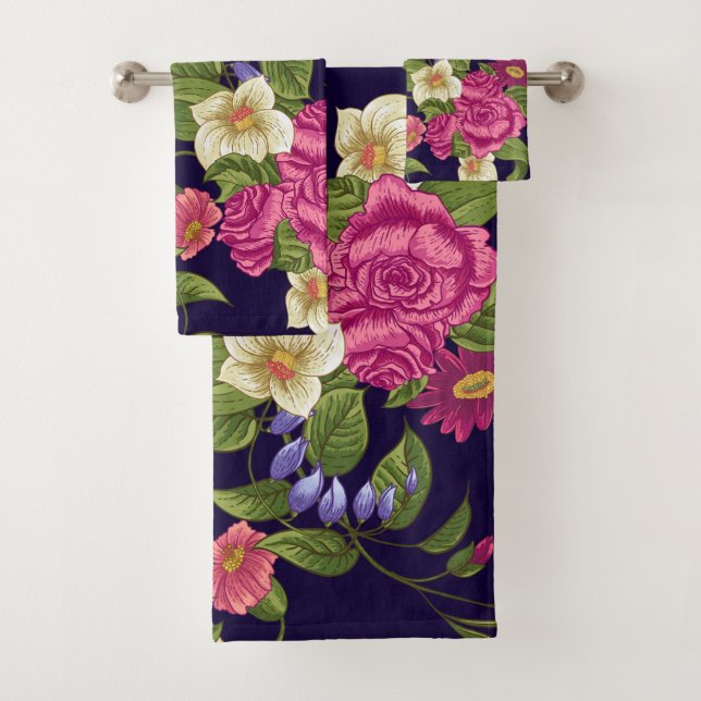 Conjunto De Toalhas Elegante aquosa cor floral decorativa ocular (Insitu)