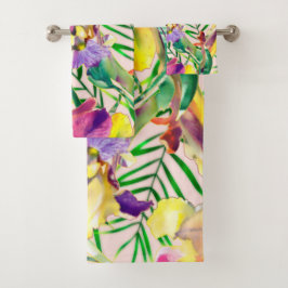 Conjunto De Toalhas Elegante aquosa cor floral decorativa ocular